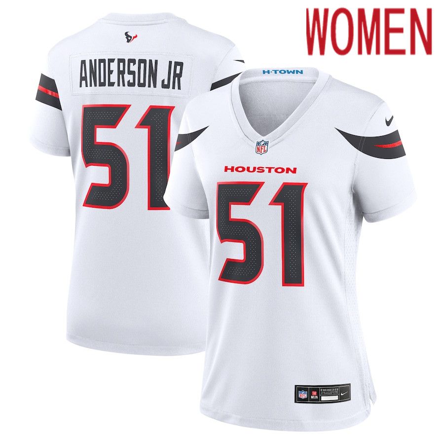 Women Houston Texans 51 Will Anderson Jr. Nike White Game NFL Jersey